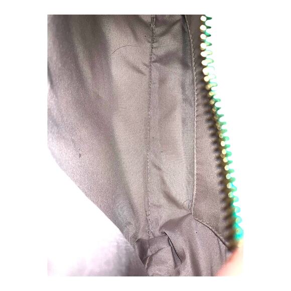 Vtg H&M Emerald Green Quilted Fuzzy Plush Hobo Handbag Lined Crescent Gold Zip - Picture 4 of 5